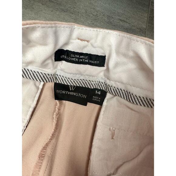 Worthington Light Pink Size 14 Slim Ankle Dress Pants. Lower Waist. - Picture 2 of 3